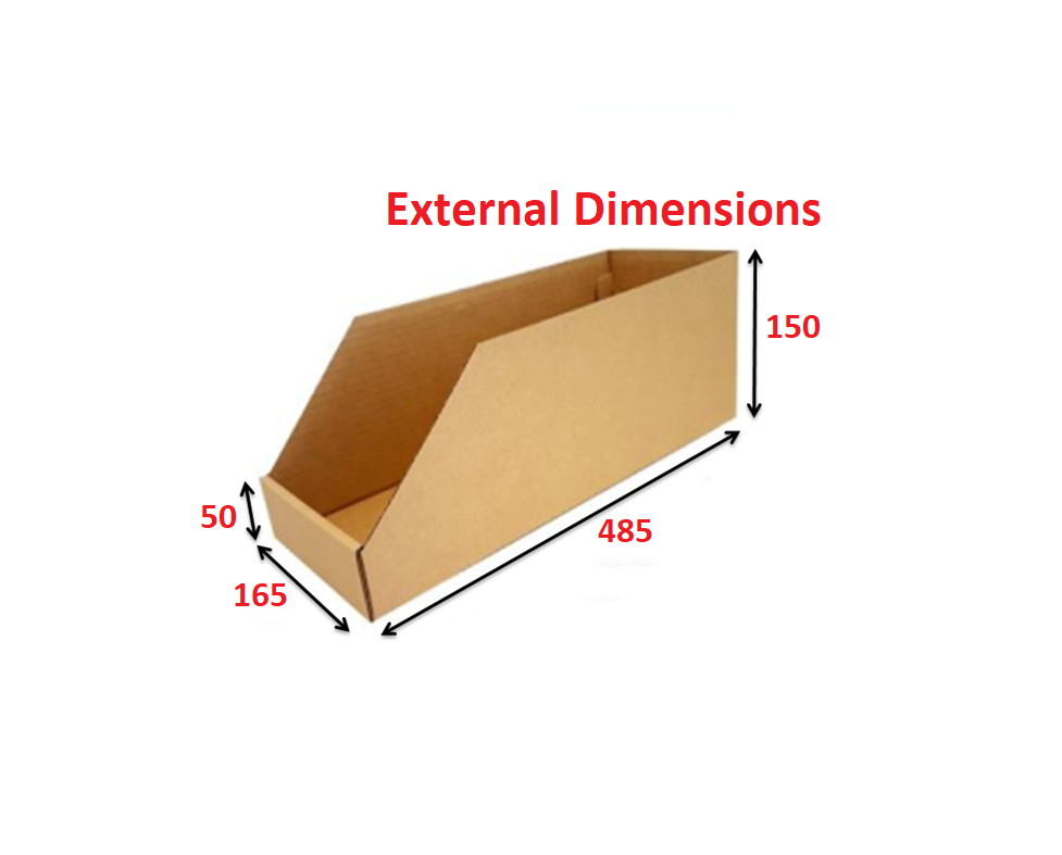 Wide and Shallow Shelf Pick Box 16cm deep from Kebet Packaging in recyclable cardboard