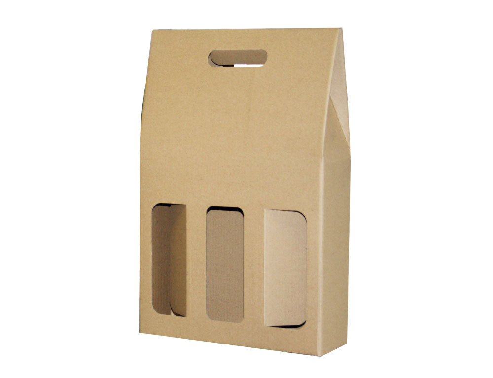 Triple Wine Carry Packs Gable from Kebet Packaging in recyclable cardboard