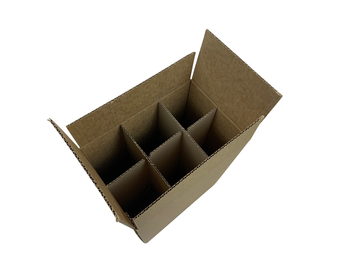 6 Bottle Wine Box (3 X 2) all flaps meet in the middle. Comes with inserts.