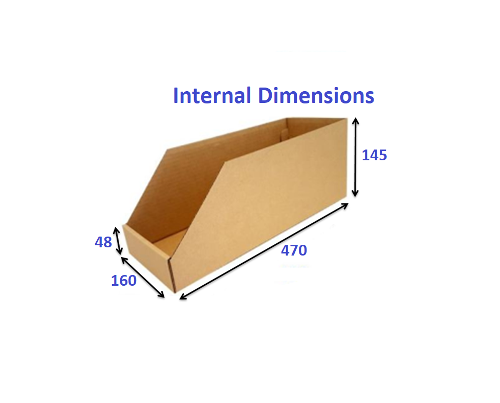 Wide and Shallow Shelf Pick Box 16cm deep from Kebet Packaging in recyclable cardboard