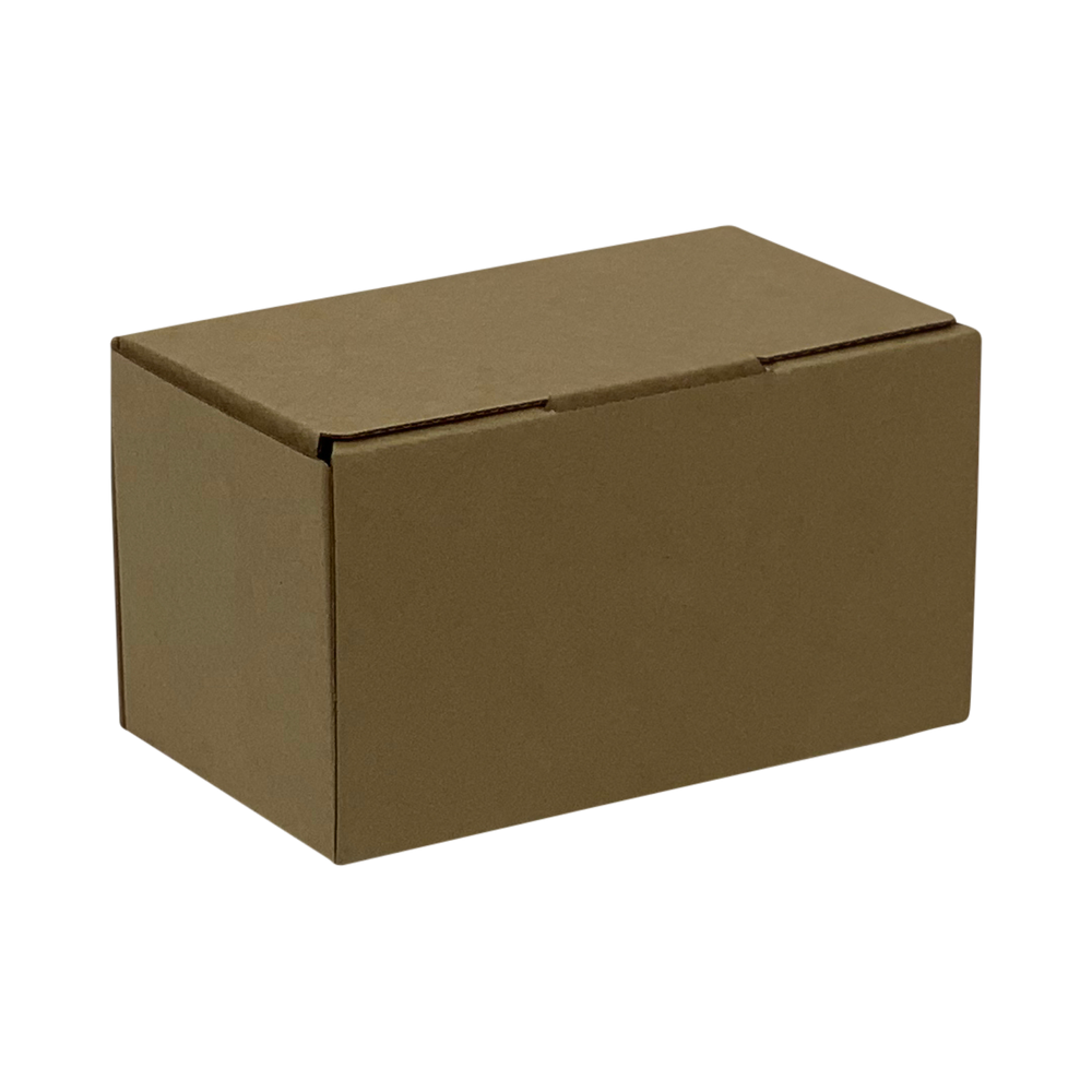 A small brown bottle mailer 15cm by 6cm by 6cm in the Australia Post style made by Kebet Packaging